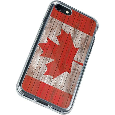 Canadian Flag Dark Wood iPhone SE (2nd & 3rd Gen) Clear Case